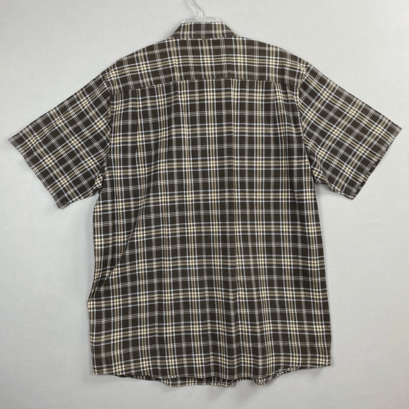 Carhartt Mens Button Down Shirt Short Sleeve Casual Plaid Brown XL - Picture 7 of 7